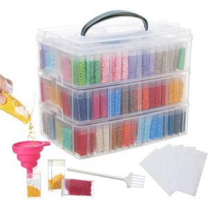 3-Tier Diamond Painting Storage Containers Portable Bead Organizer & Storage Box